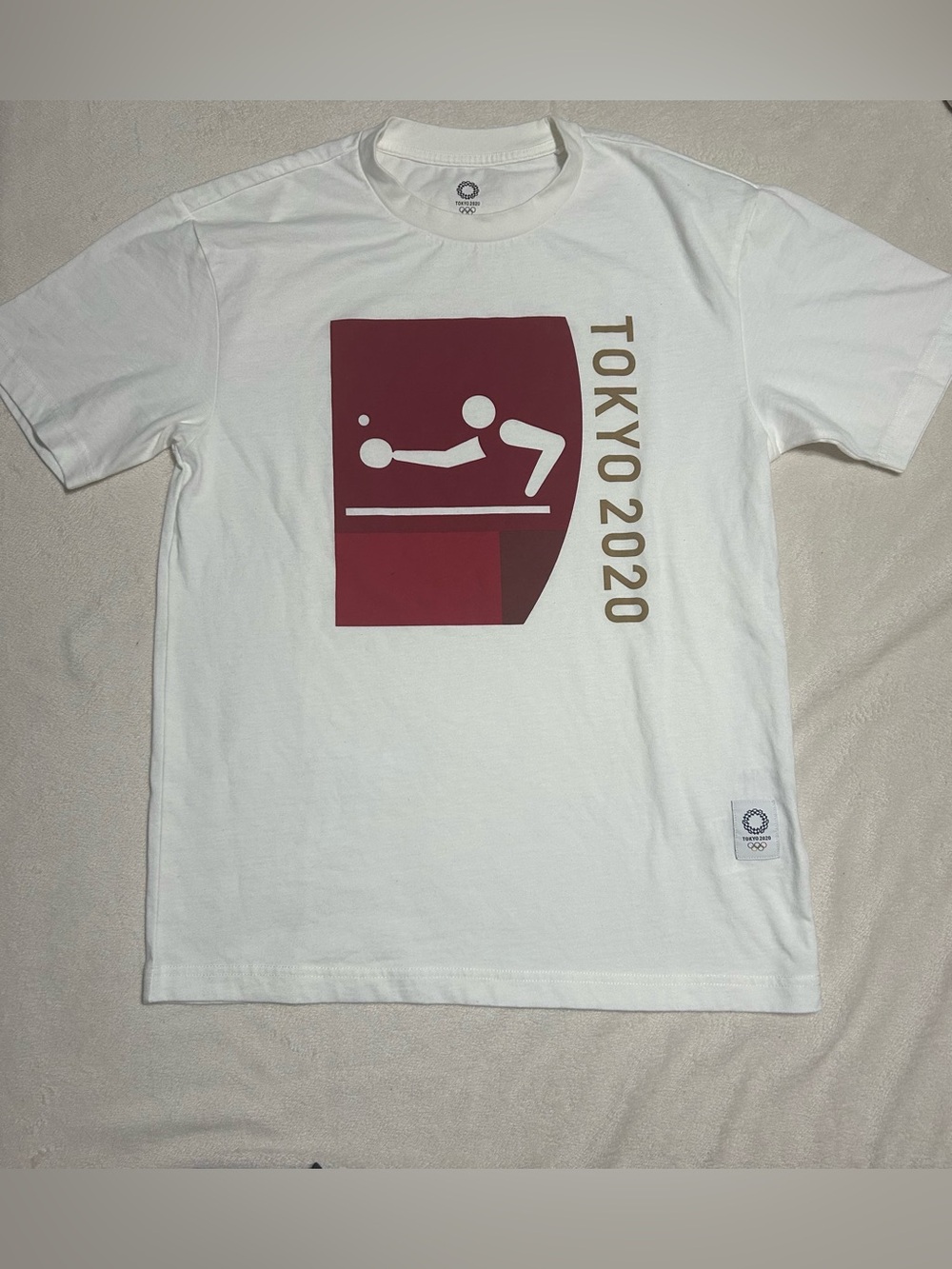 Asics White Offical Tokyo Olympics 2020 Maroon and Gold Graphic Tee